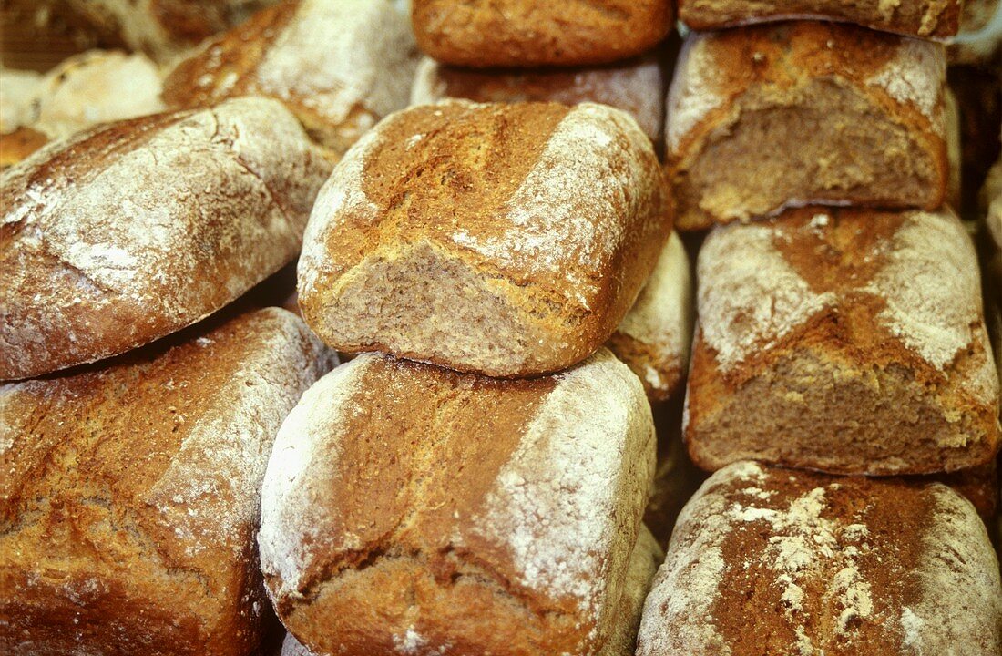 Several wholemeal loaves (filling the picture)