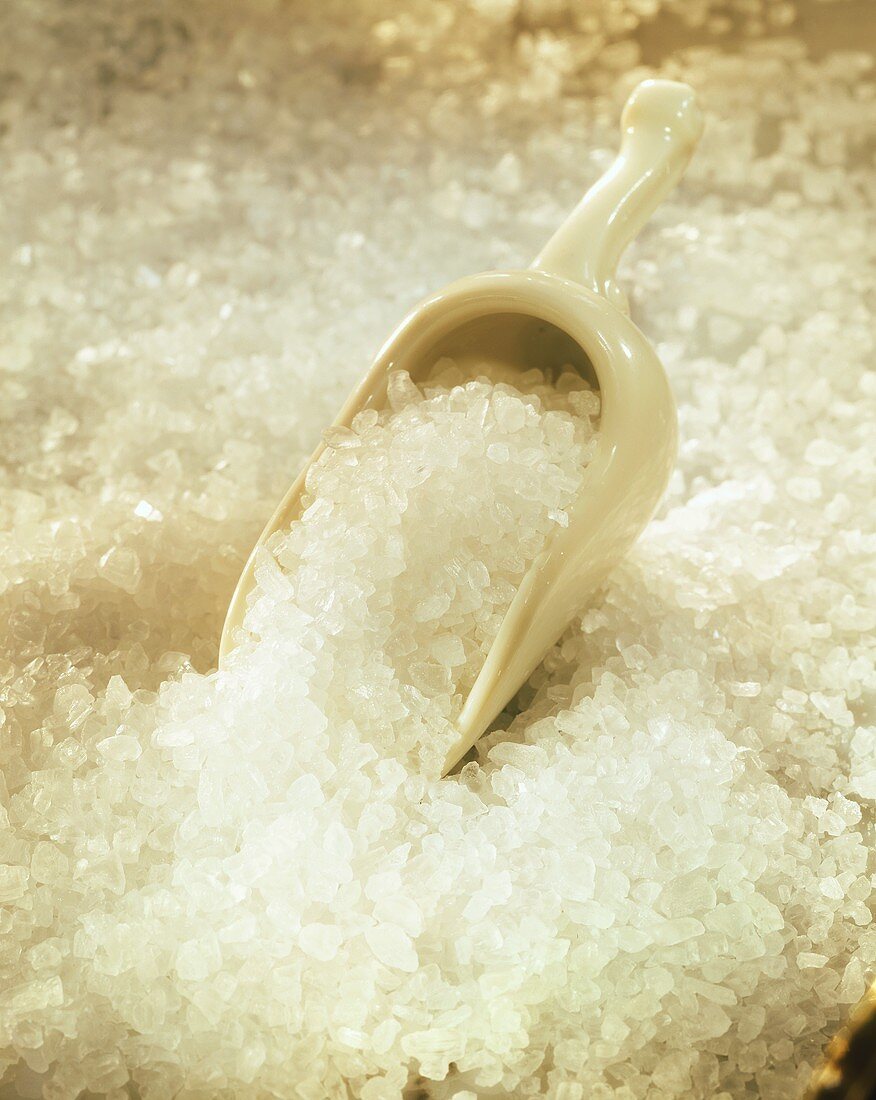 Grobes Salz mit kleiner Schaufel
