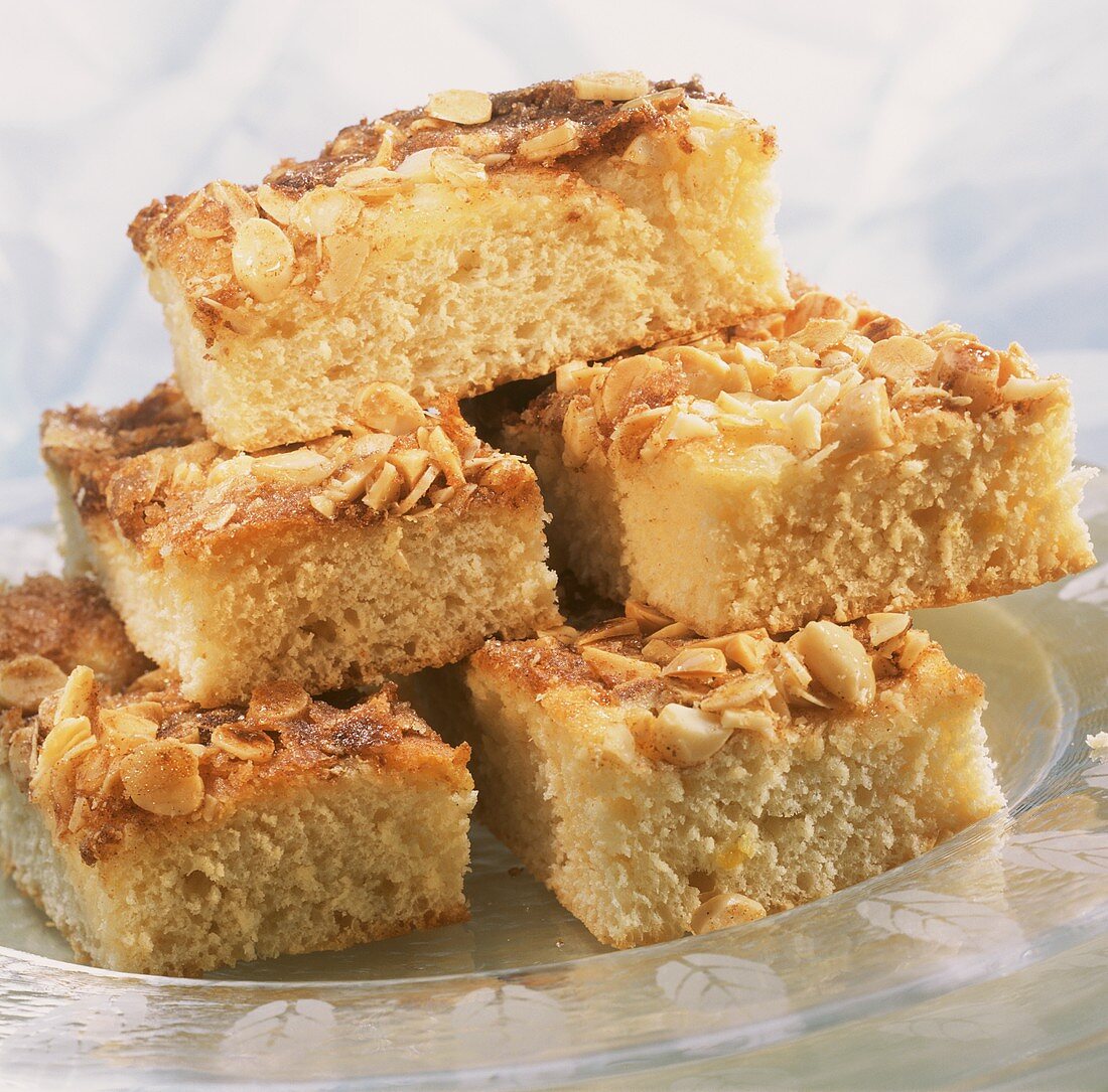 Pieces of butter cake with almonds