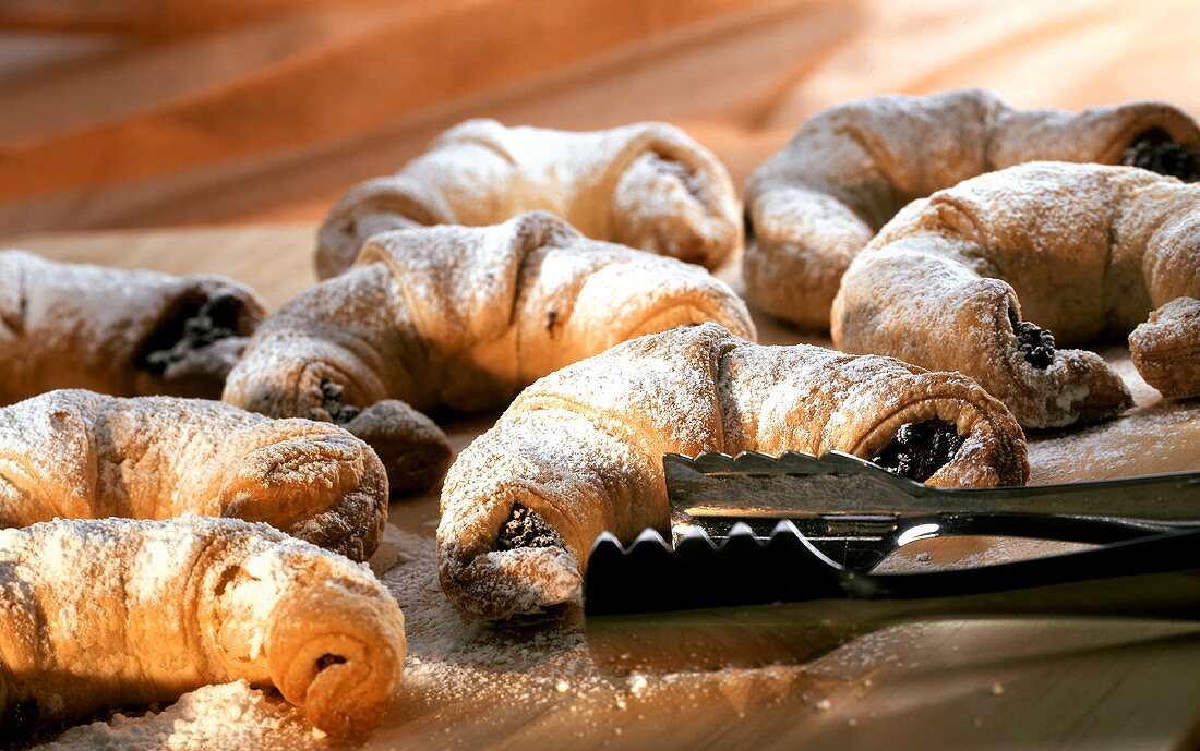 Nut Croissants with Powdered Sugar