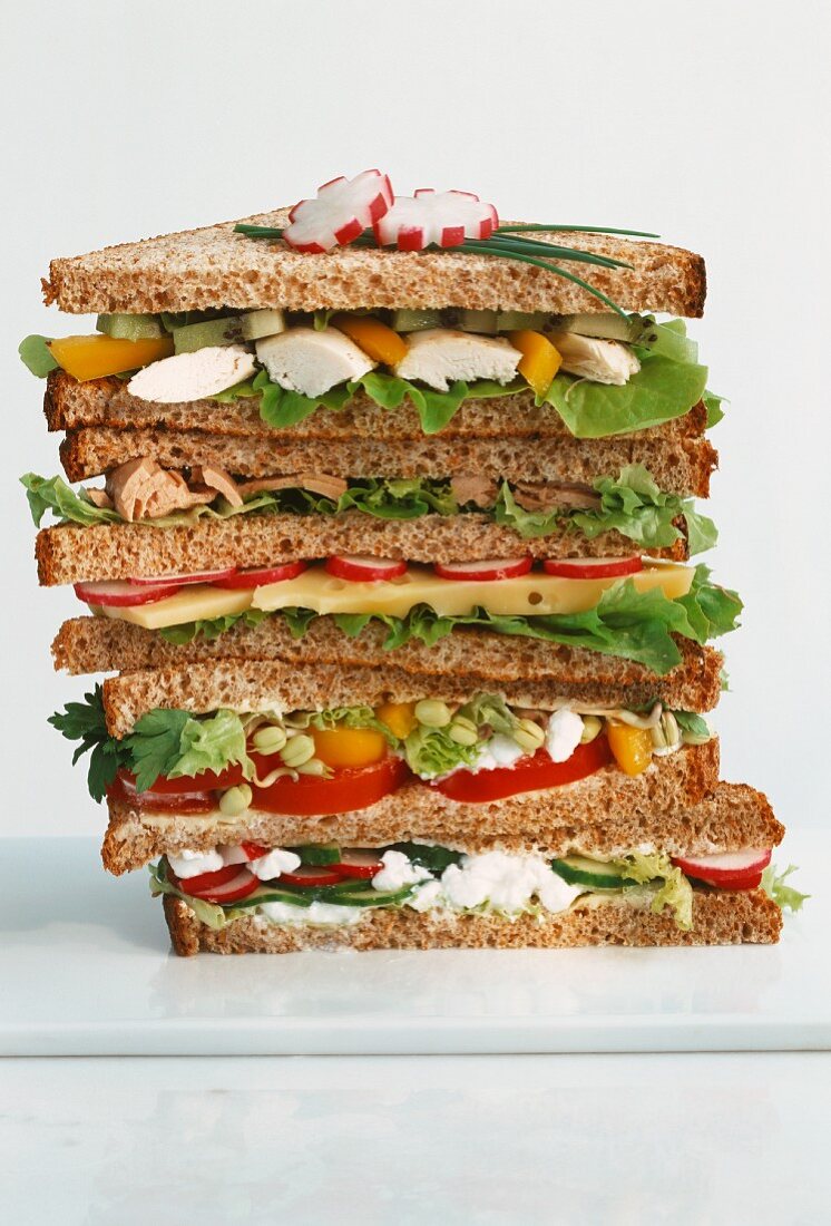 Healthy sandwiches in a pile