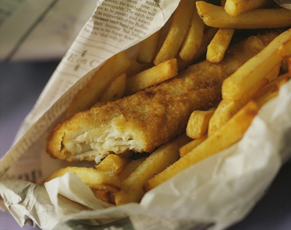 Fish & Chips in Zeitungspapier