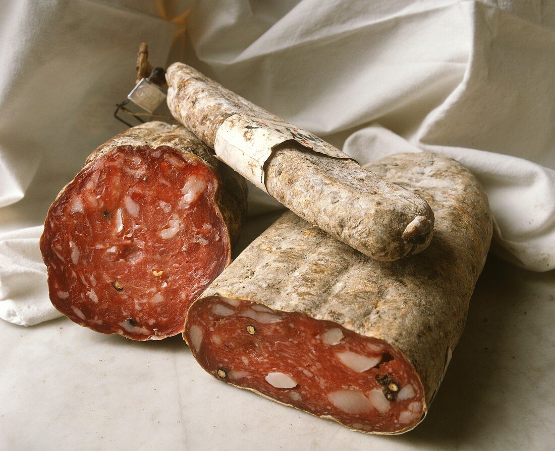 Italian salami in various forms