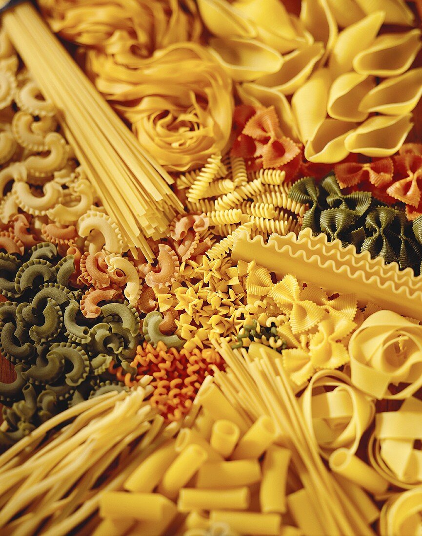 Various types of pasta (filling the picture)