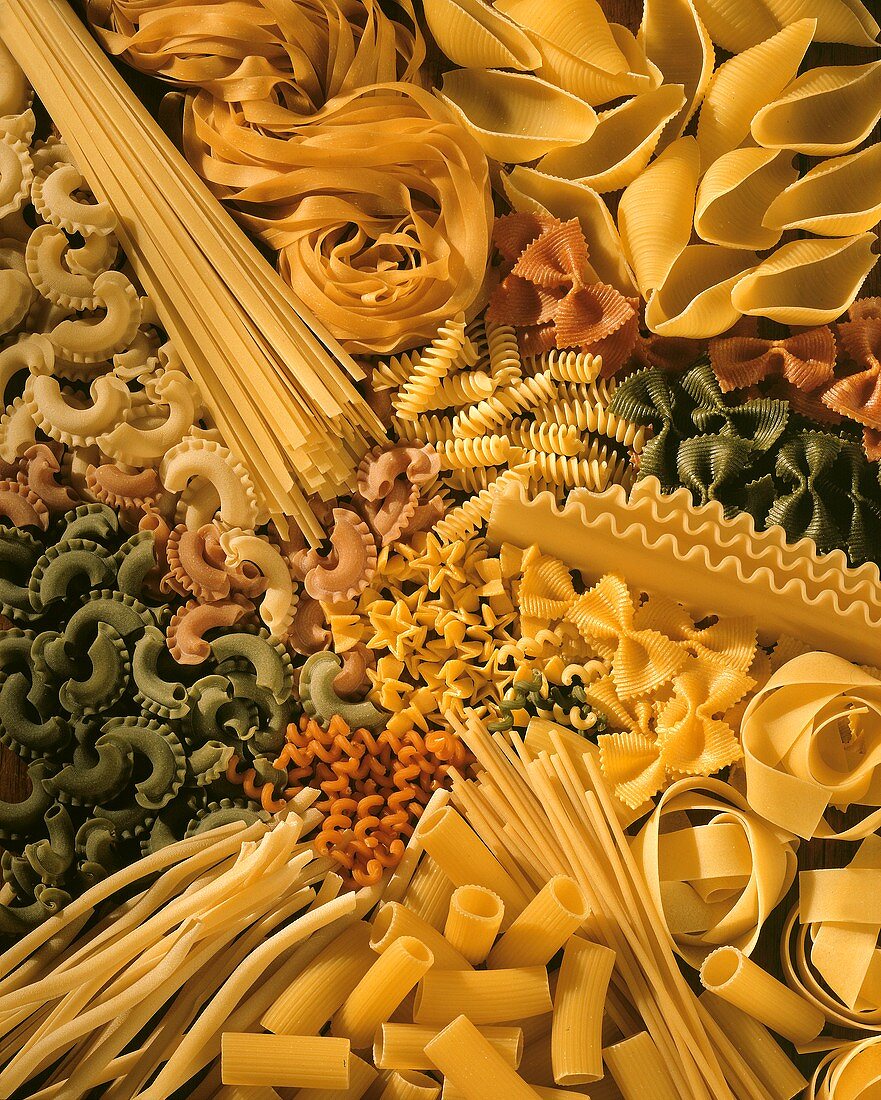 Various types of pasta (filling the picture)