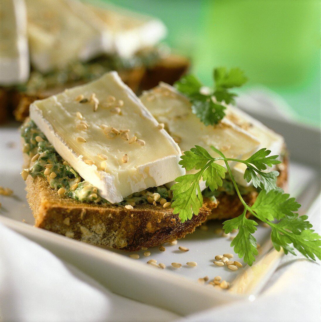 Cheese and sesame peasant bread with fresh chervil