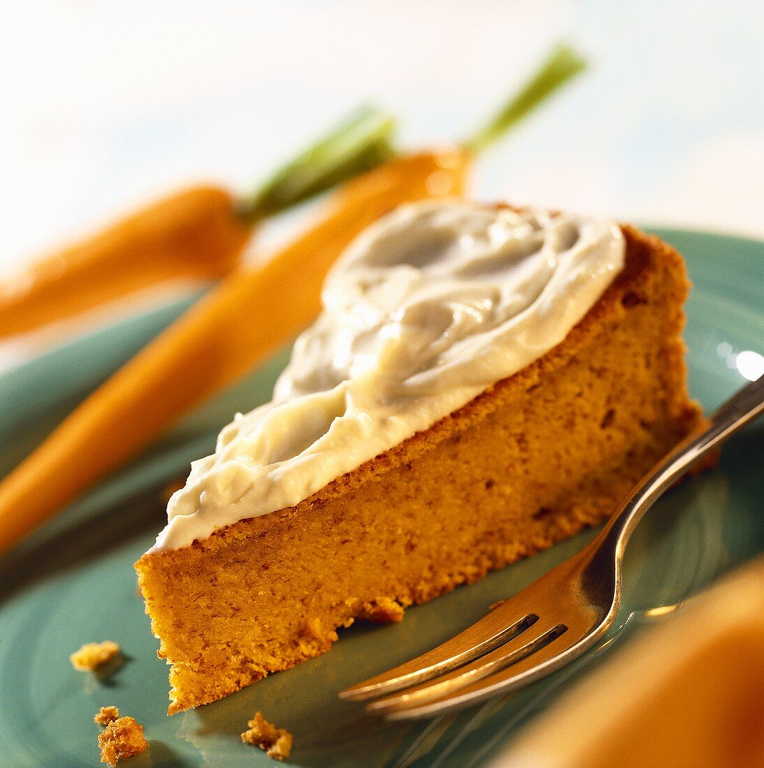 A piece of carrot cake with mascarpone