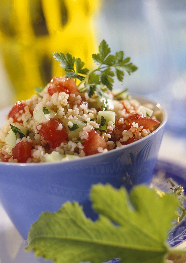 Parsley and bulgur salad with cucumbers and tomatoes