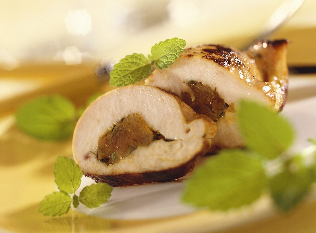 Chicken breast with apricot stuffing and lemon balm