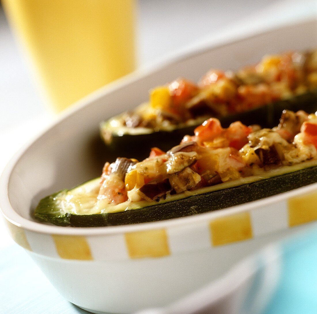 Stuffed courgettes with ratatouille