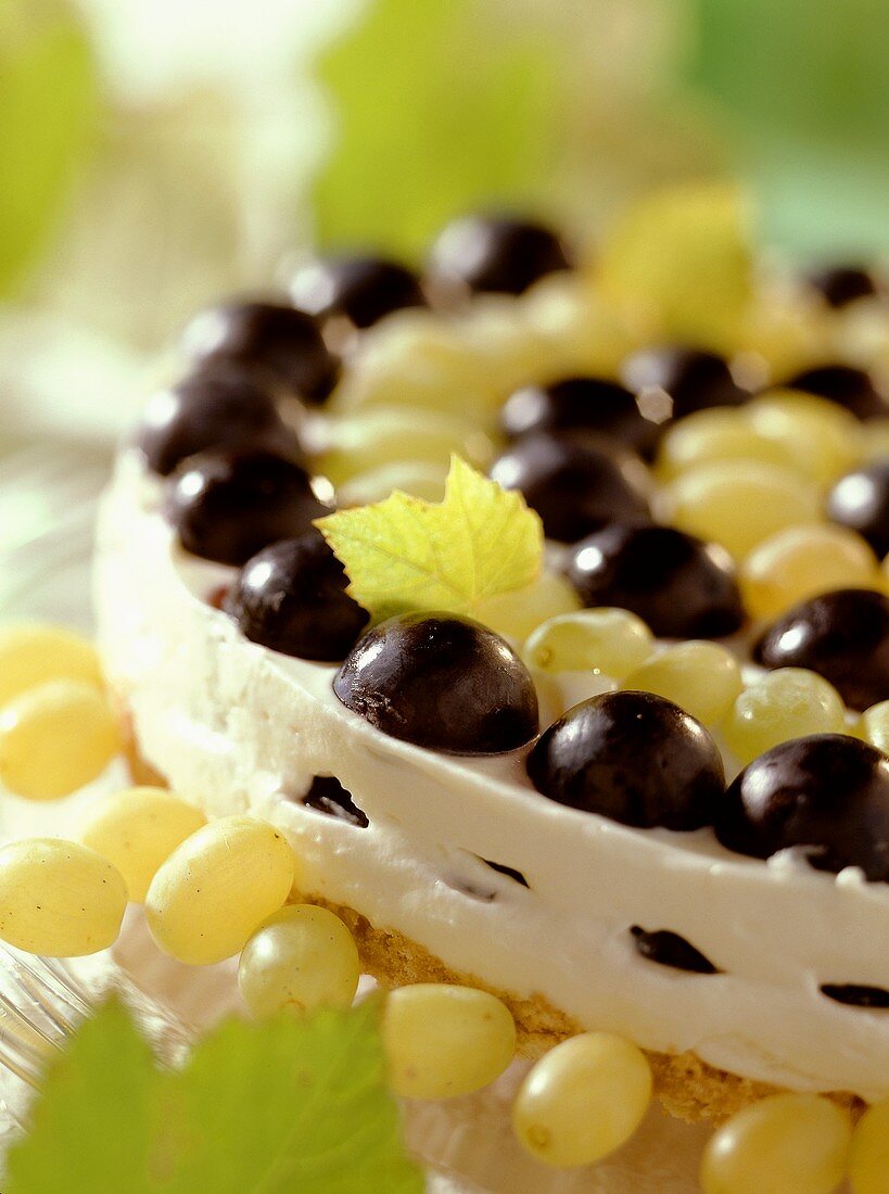 Cold grape tart with cream