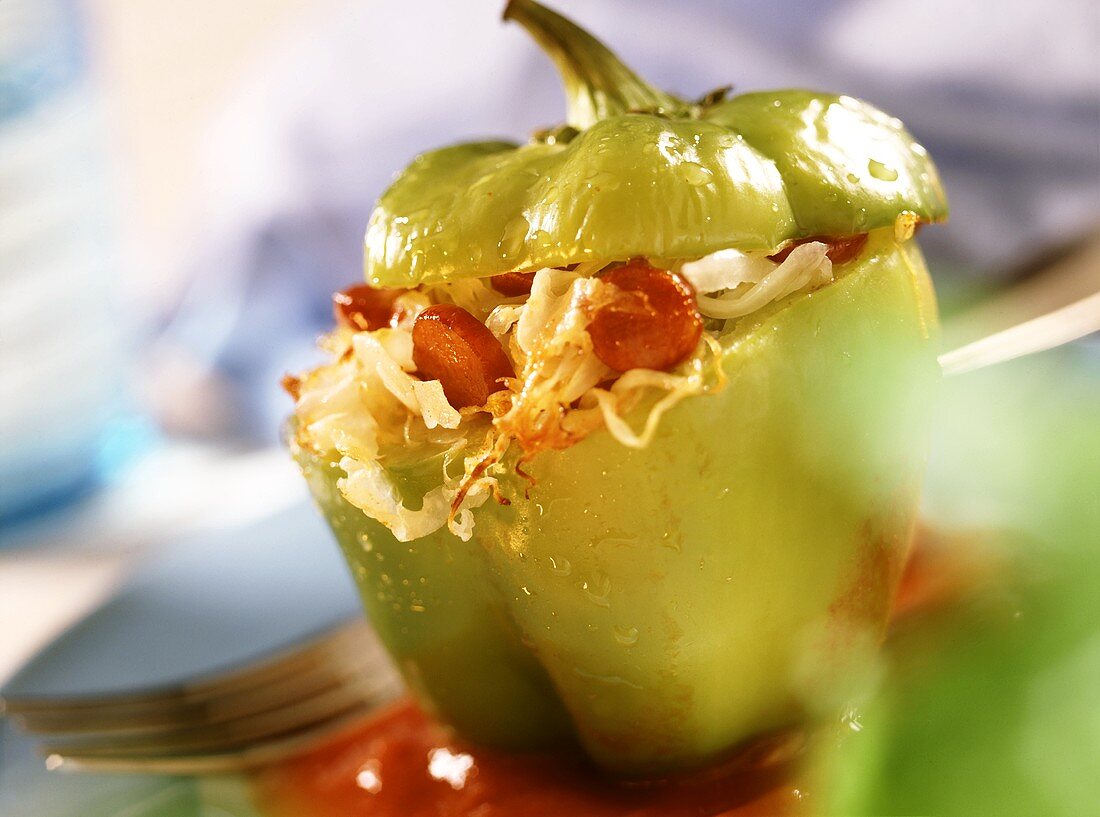 Stuffed pepper with sauerkraut and sausage