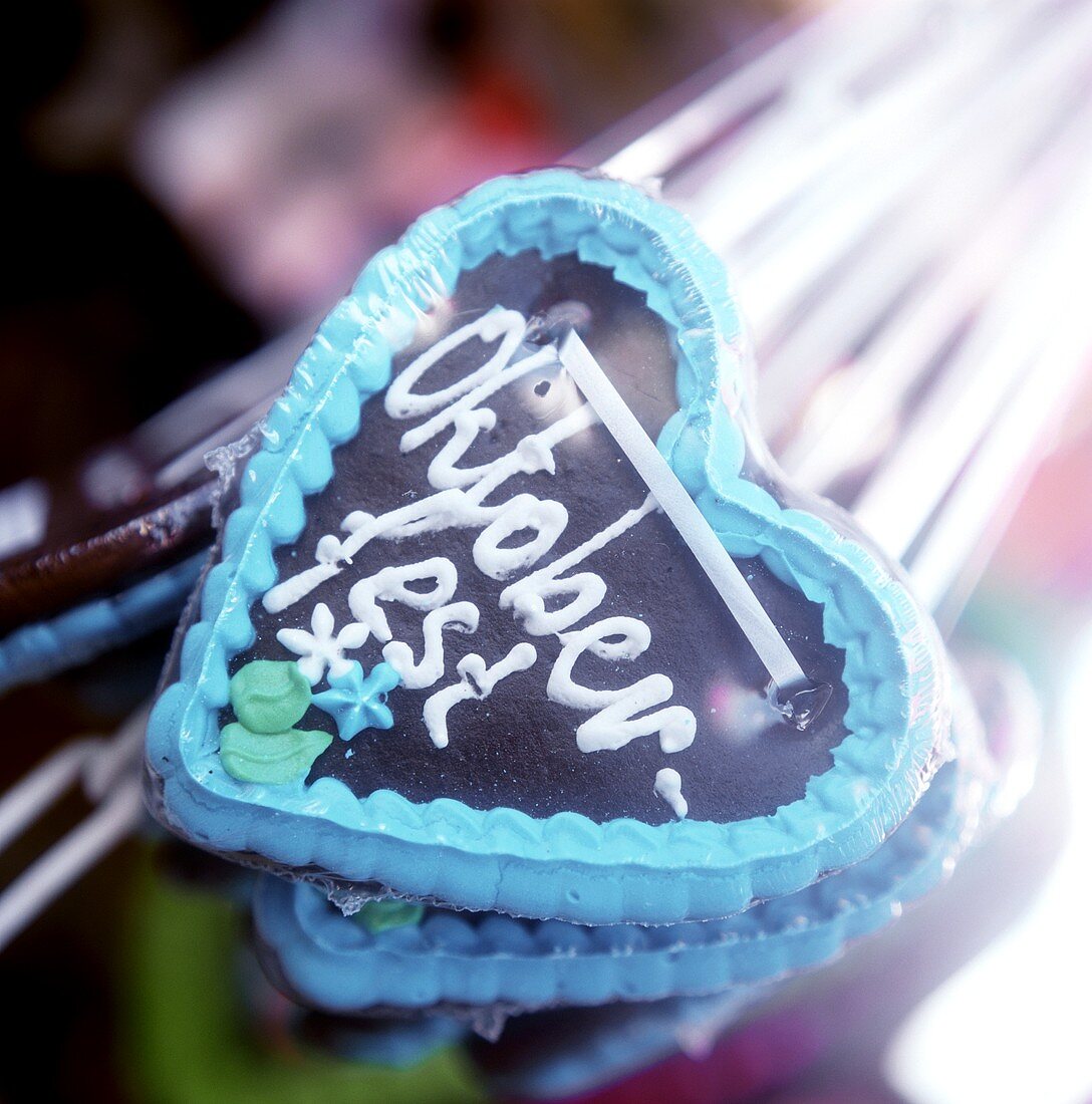 October Festival gingerbread hearts on a market stall