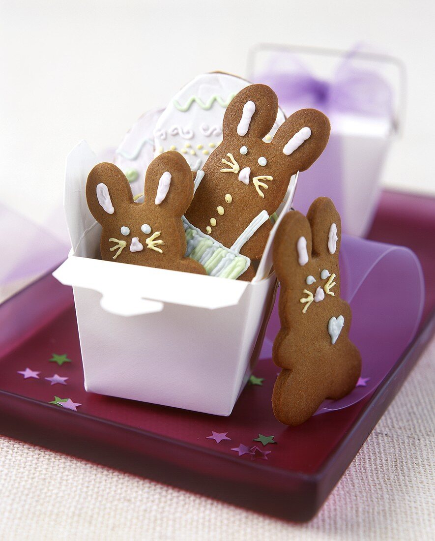 Gingerbread Easter bunny in a white box