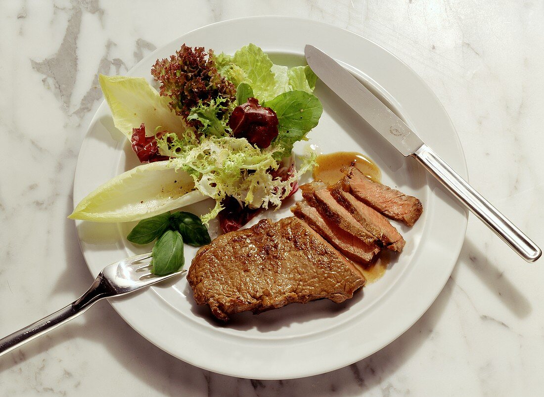 Loin Steak with mixed Green Salad