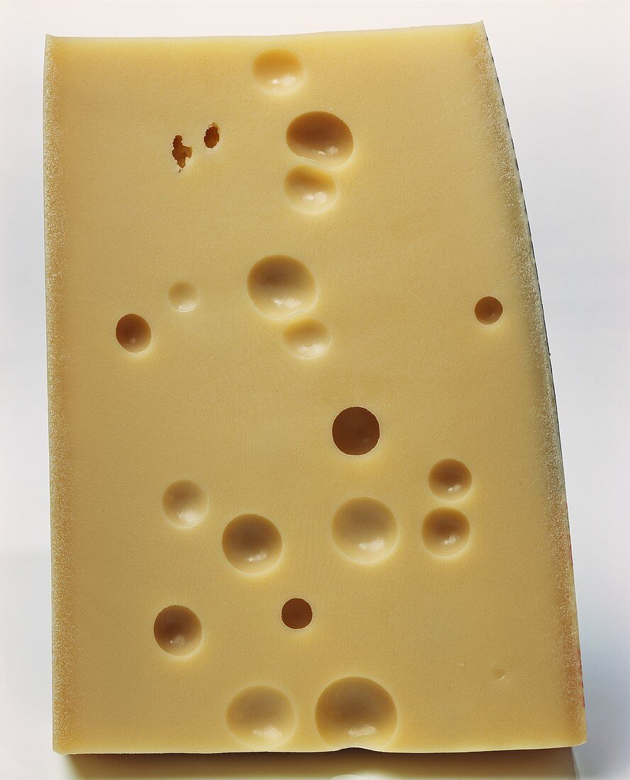 A piece of Emmenthal cheese