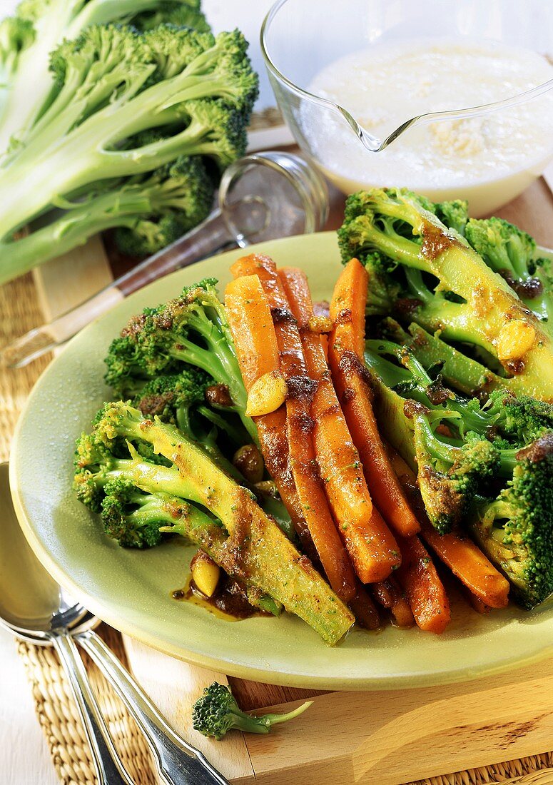 Gebratenes Broccoligemüse mit Parmesansahne