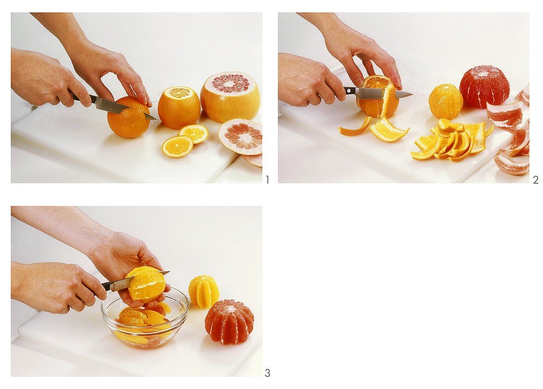 Orangen und Grapefruits filetieren
