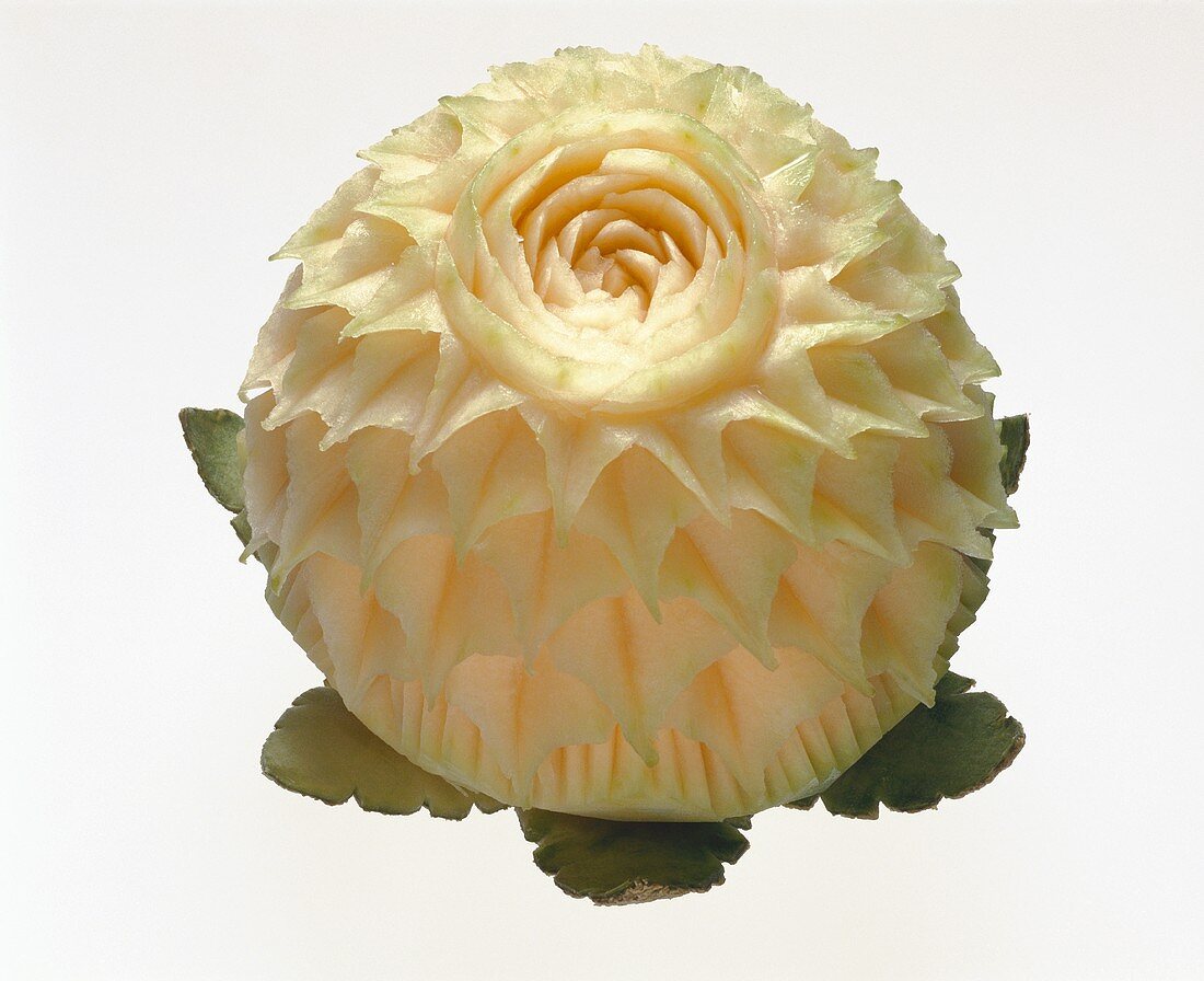 Flower carved from a sugar melon