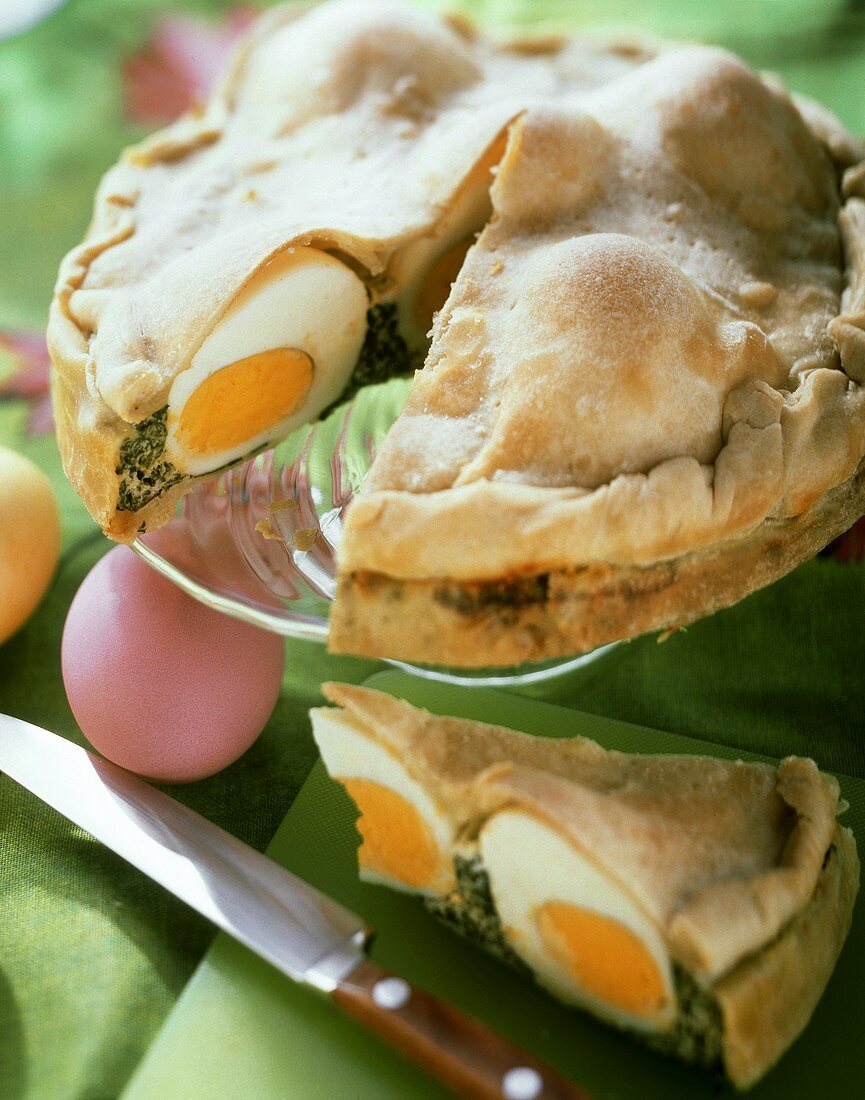 Torta pasqualina (Easter pie with spinach & eggs, Italy)