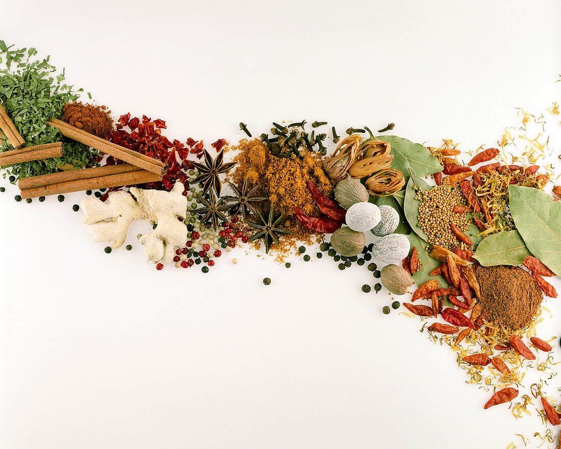 Various spices and dried herbs