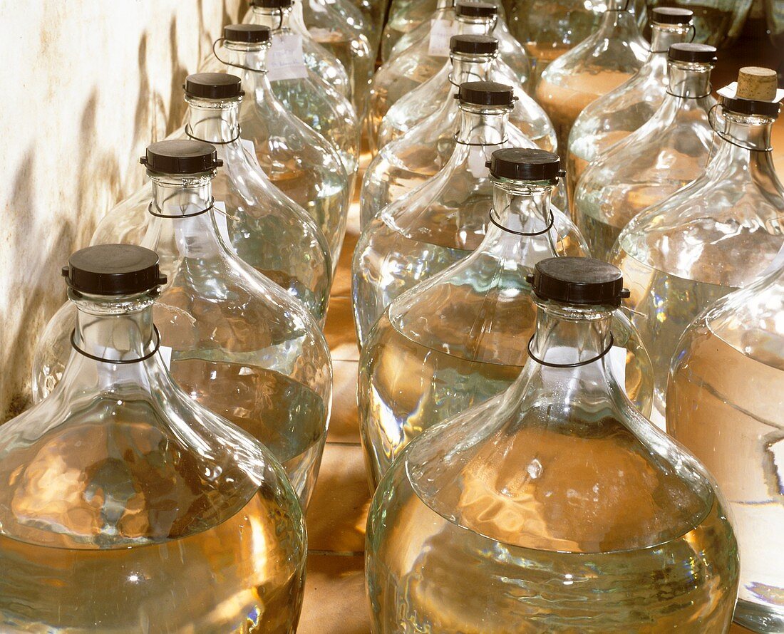 Apricot brandy in bottles
