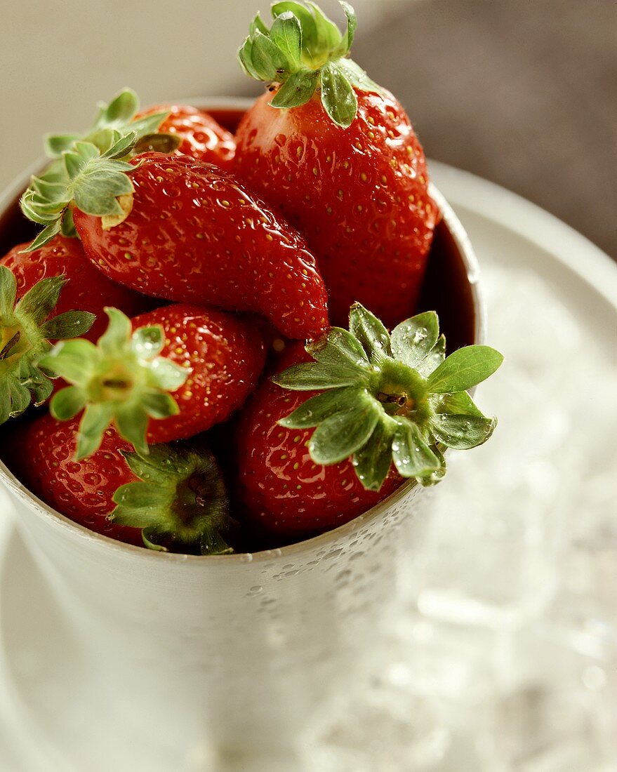 Fresh strawberries in a sundae glass