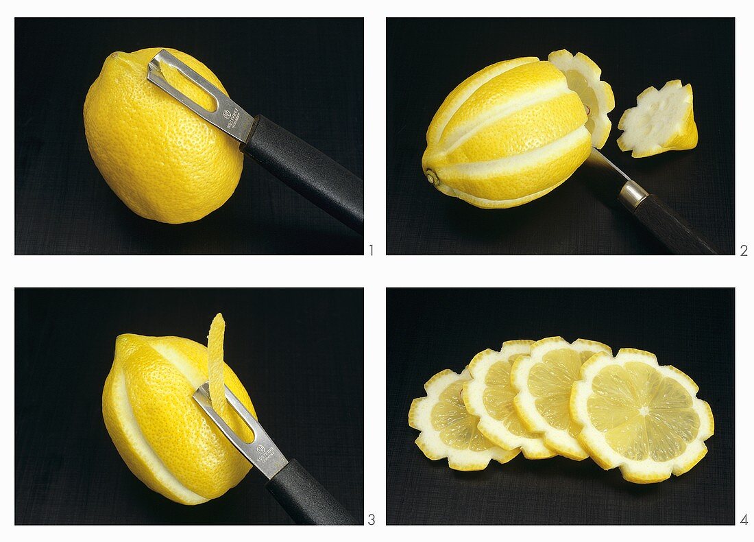 Zitrusblumen aus Zitrone schneiden