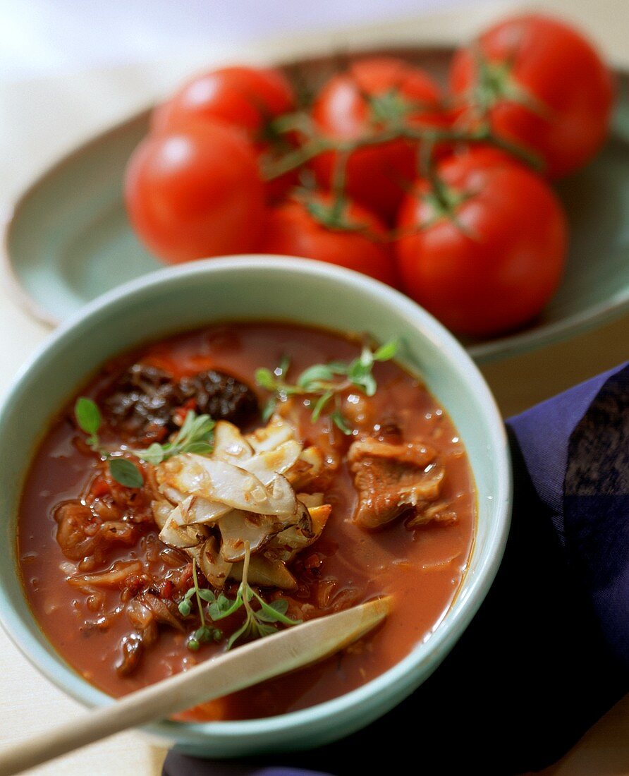 Westphalian style bigos with veal, mushrooms, tomatoes