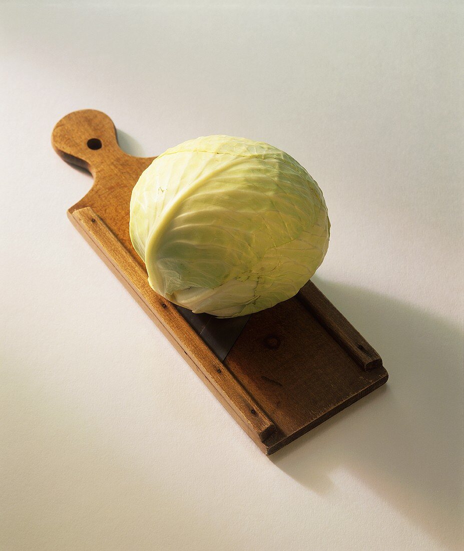 White cabbage on vegetable slicer