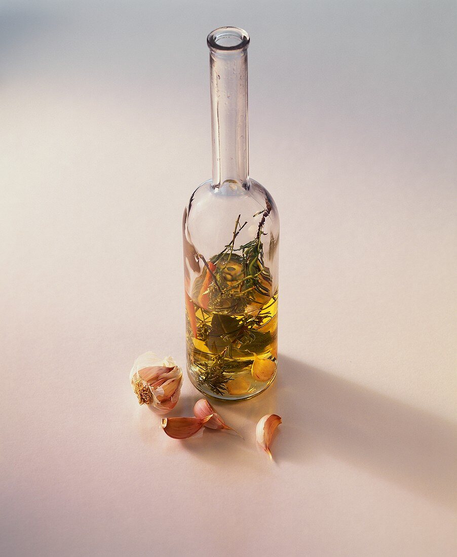 Herb oil with rosemary and garlic