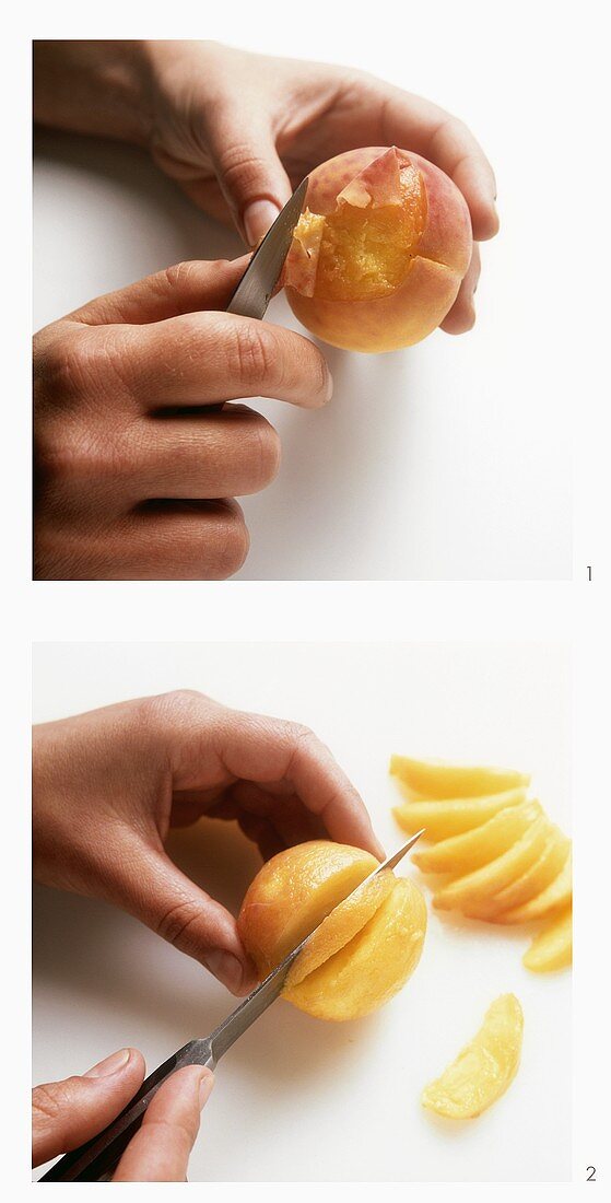 Slicing a peach