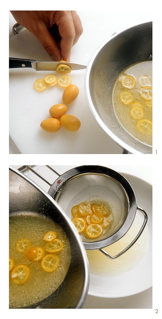 Slicing and marinating kumquats