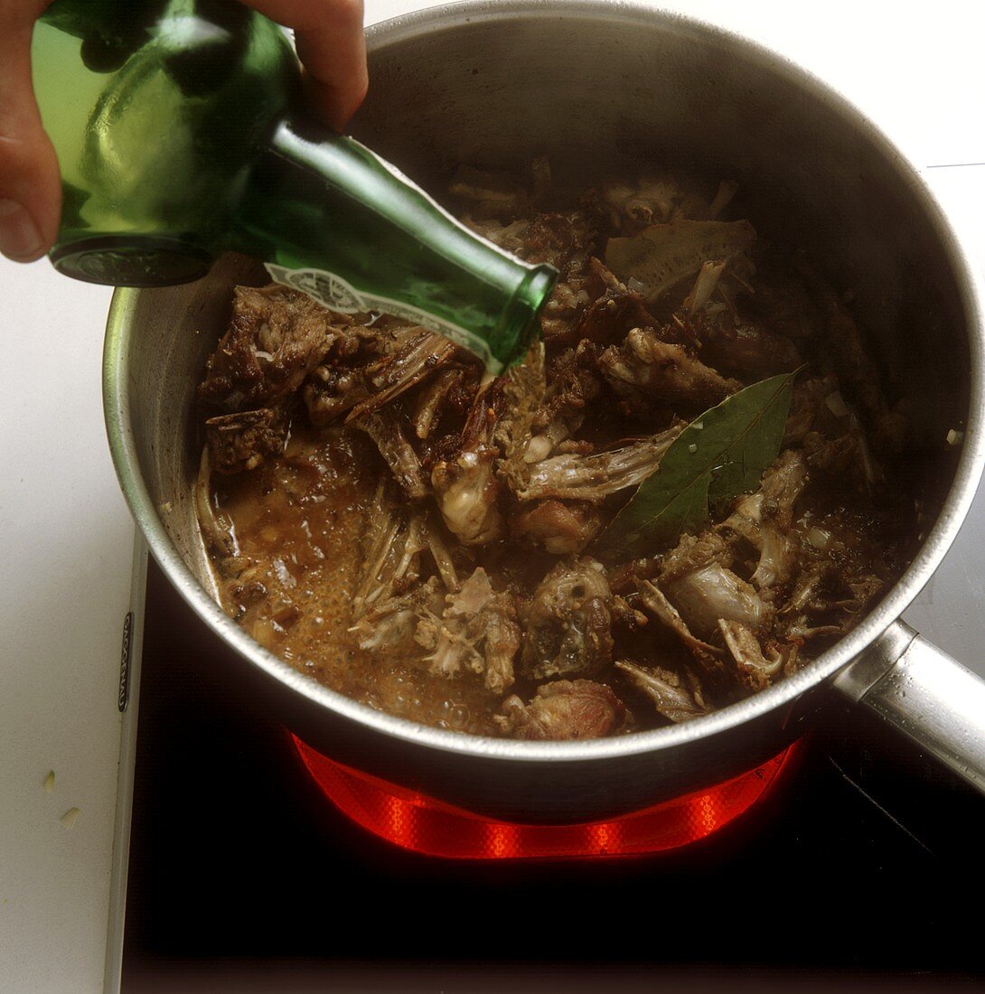Basting meat with wine