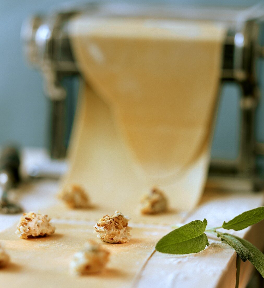 Ravioli con noci e Gorgonzola (Ravioli mit Nuss-Käse-Füllung)