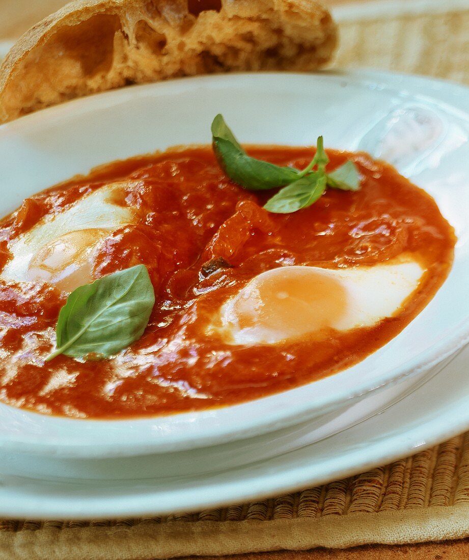 Uova in purgatorio (Eier in Tomaten-Chili-Sauce, Italien)