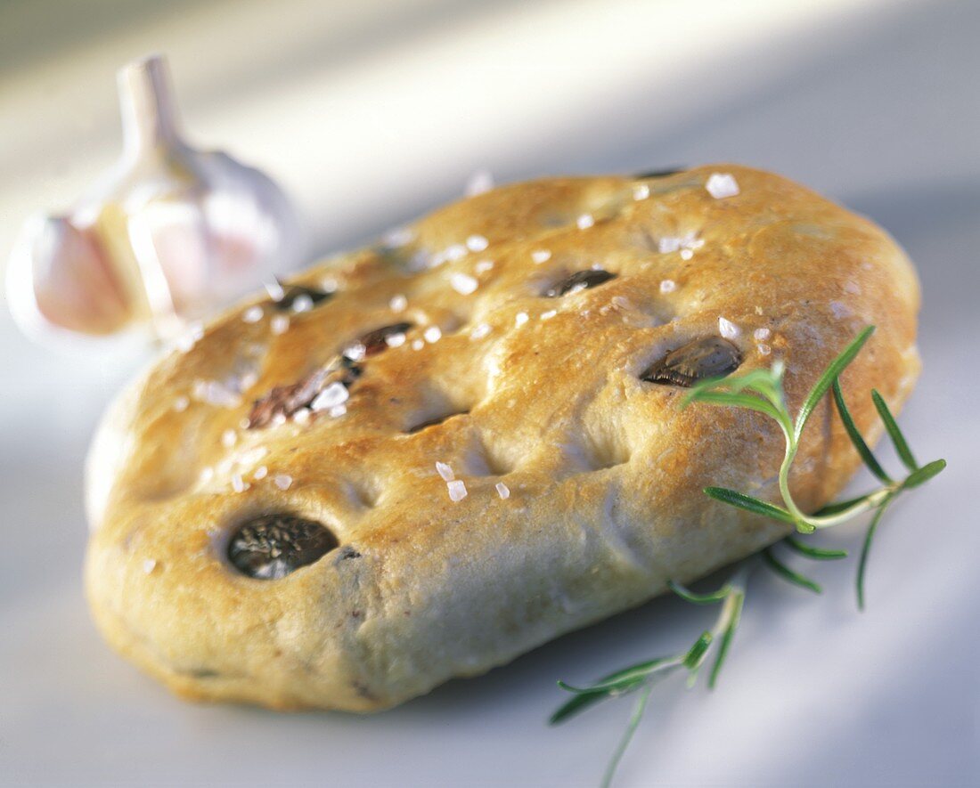 Olive bread, sprinkled with coarse salt