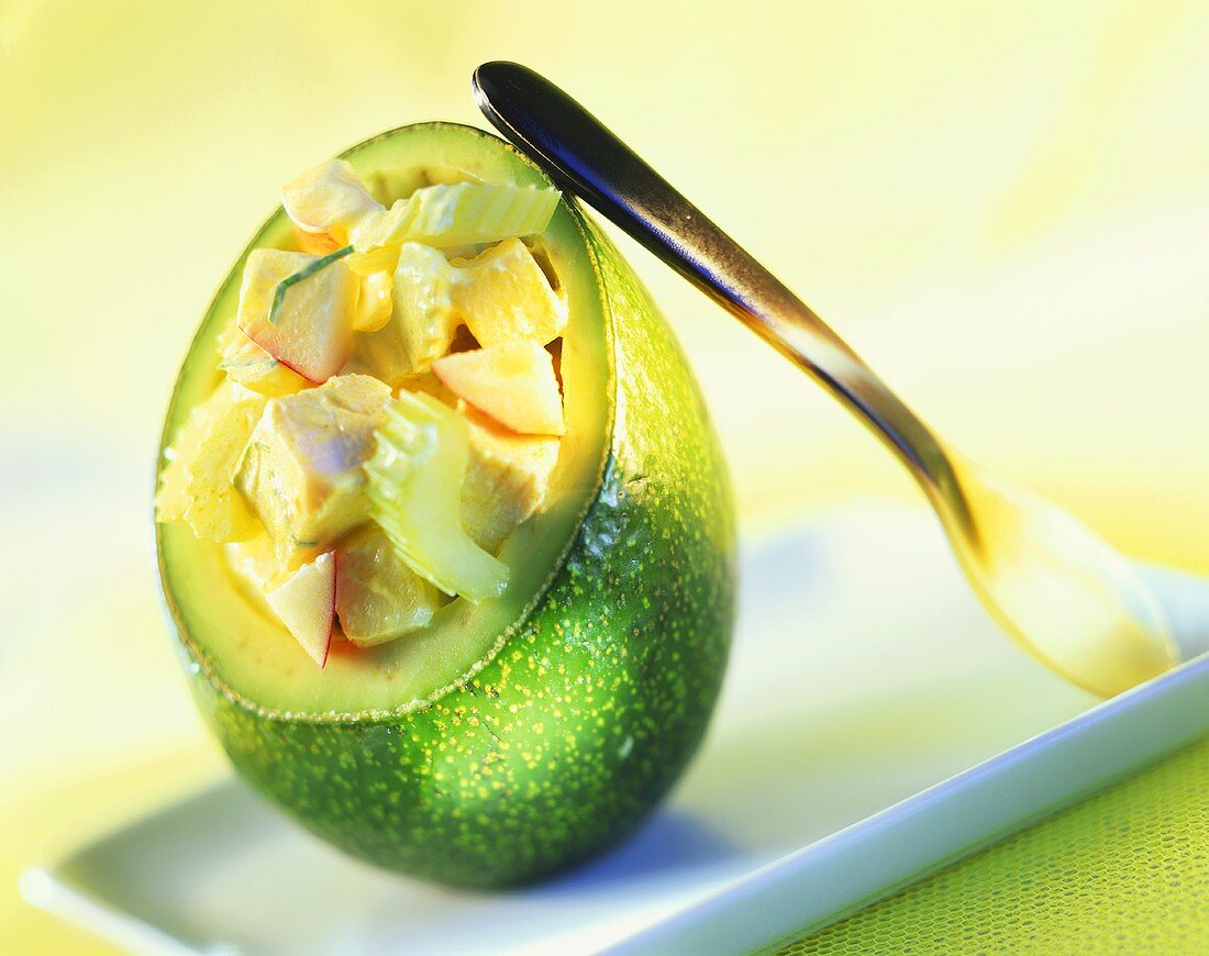 Chicken salad with avocados and celery