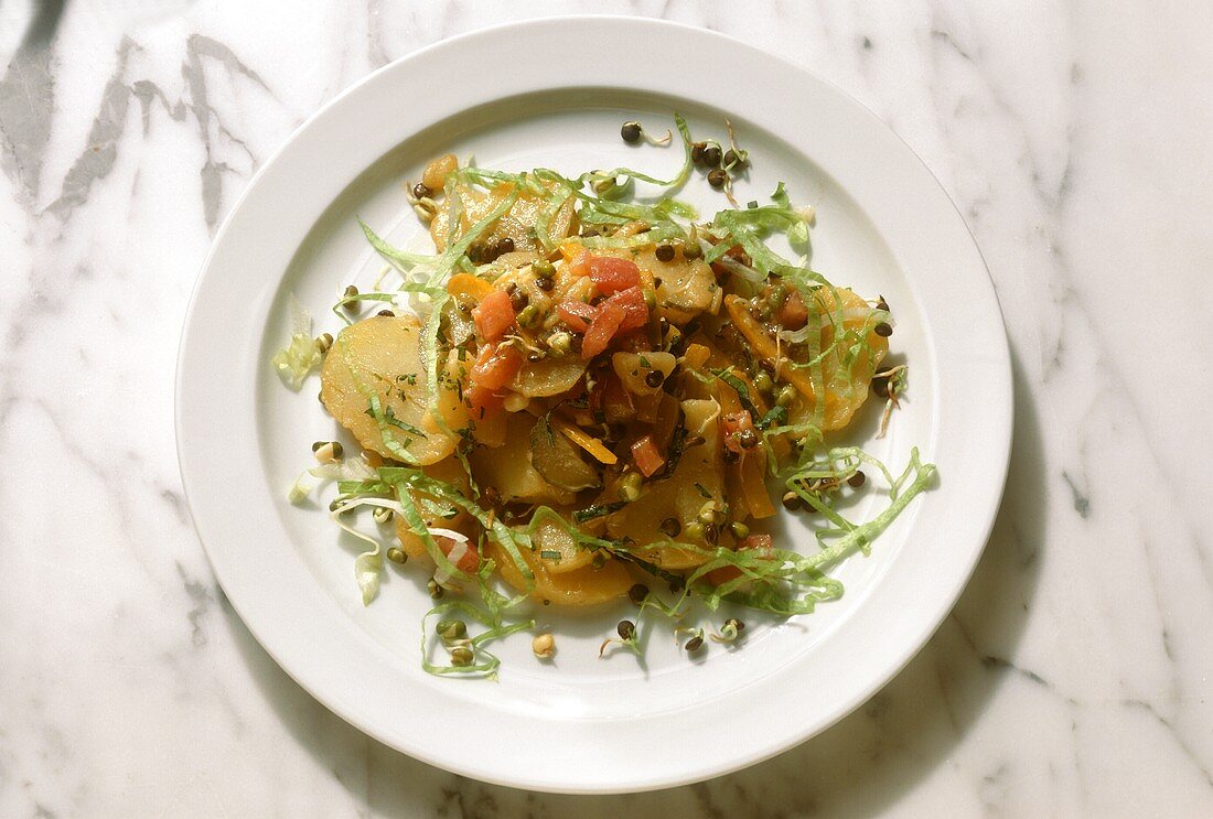 Kartoffelsalat mit Sprossen