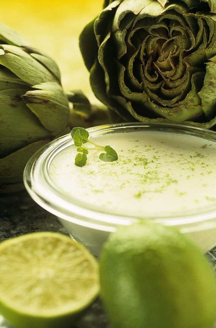 Artichokes with lime dip