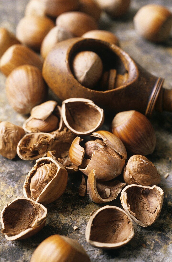 Hazelnuts with nutcrackers