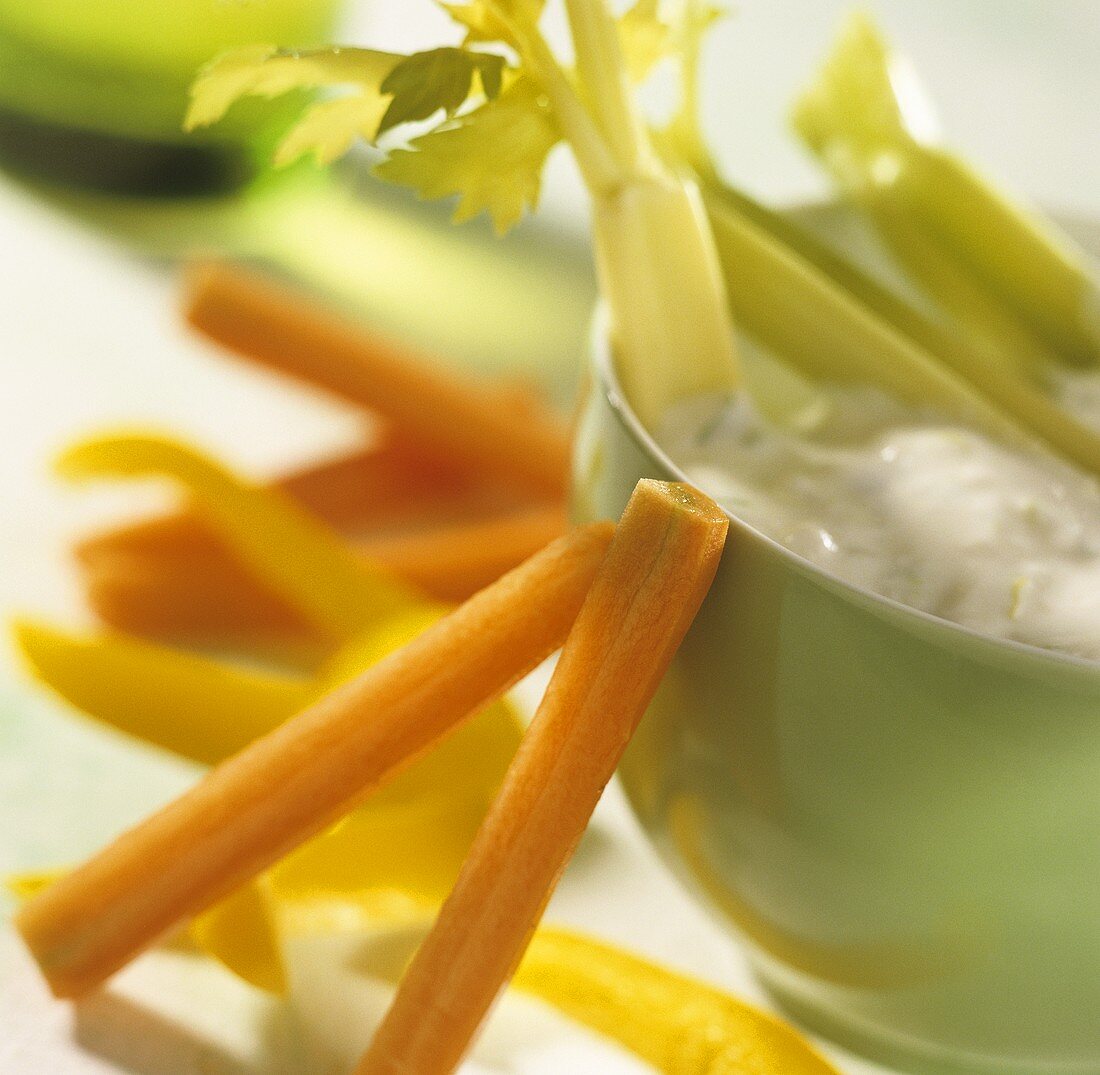 Carrots and celery with dip