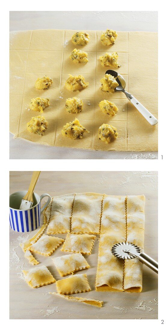 Ravioli mit Kürbispüree-Parmesan-Füllung zubereiten