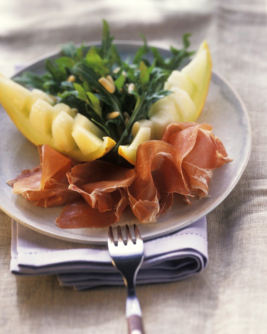 Prosciutto e melone con la rucola (Melone & Parmaschinken)