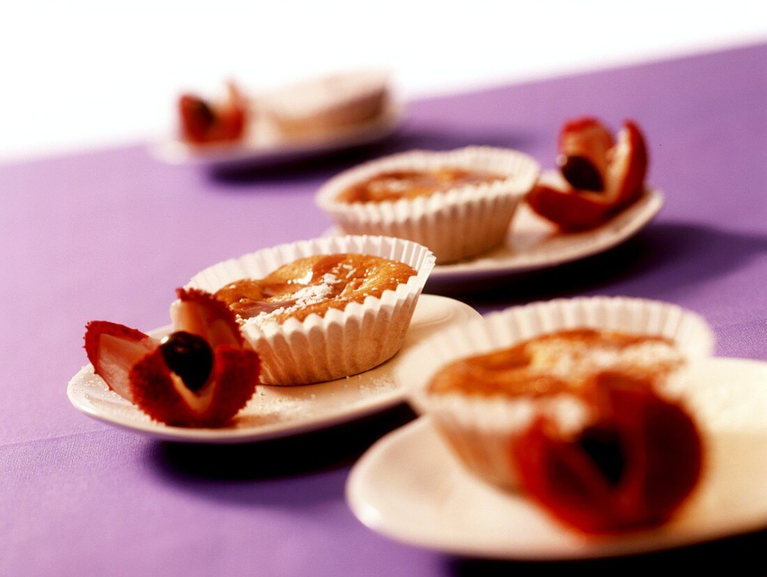 Lychee tarts in paper cases