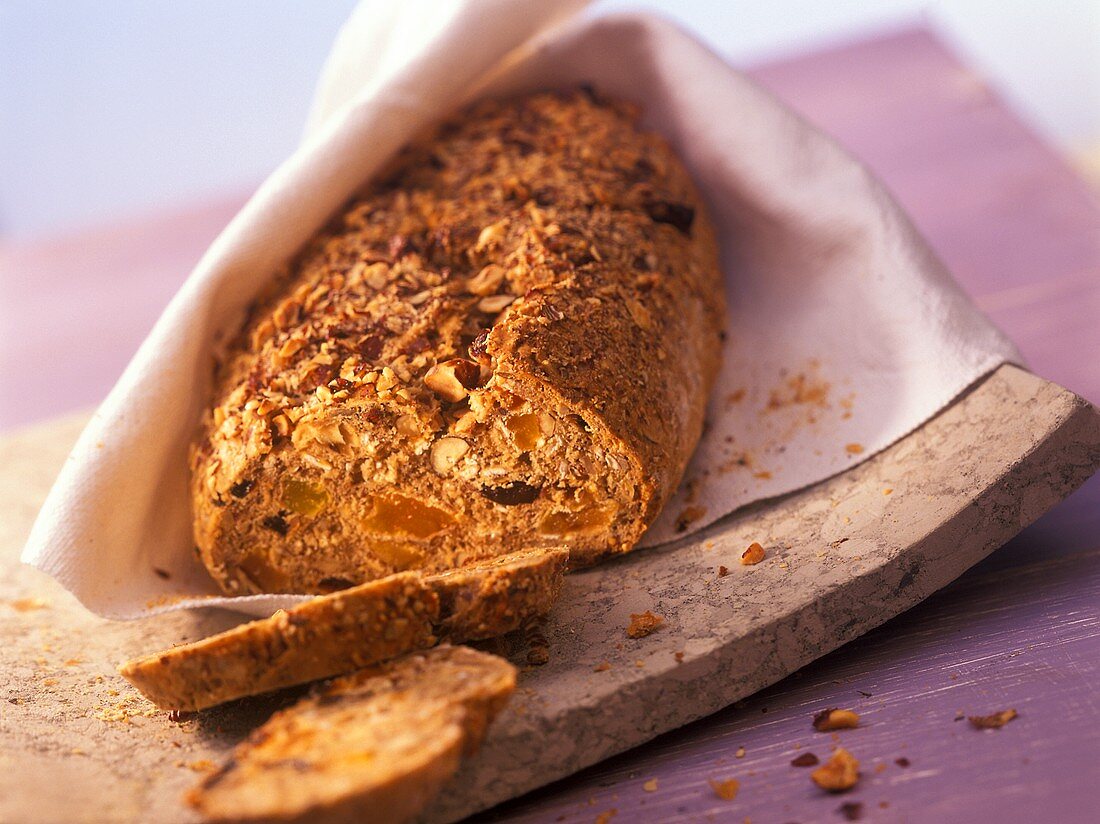 Granary bread with fruit and hazelnuts
