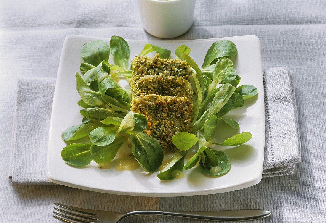 Gebackener Taleggio mit Feldsalat