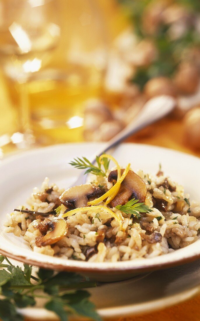 Risotto funghi e limone (Reis mit Pilzen & Zitronenzesten)