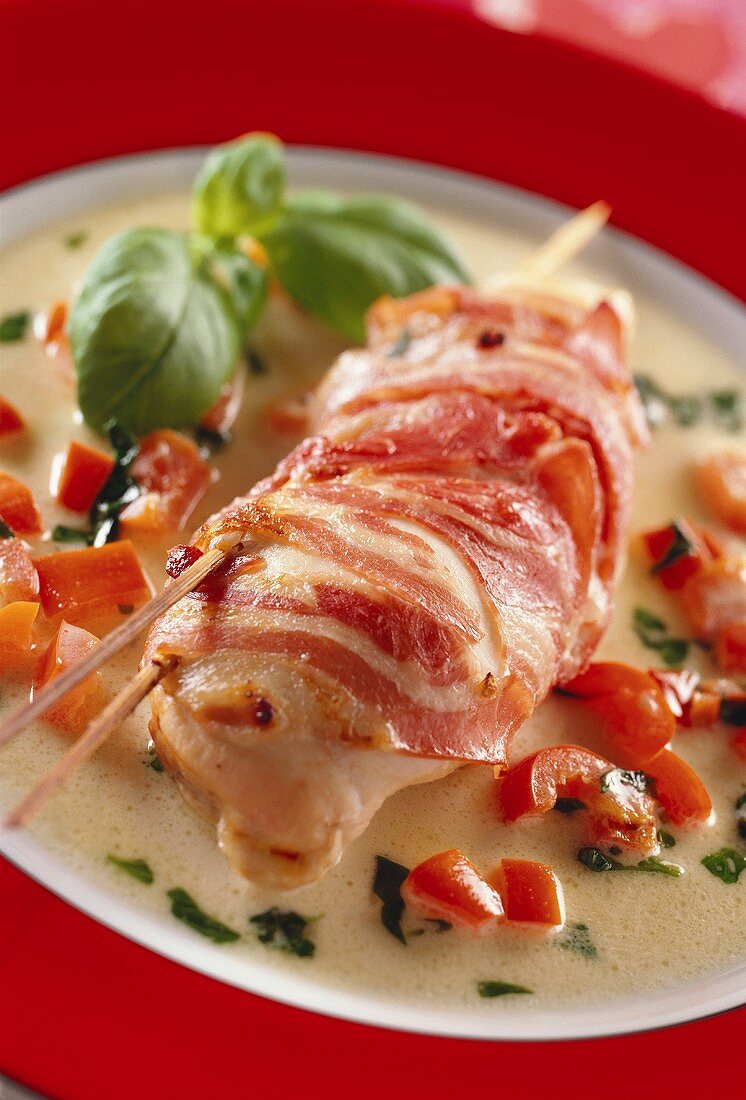 Stuffed chicken breast wrapped in bacon