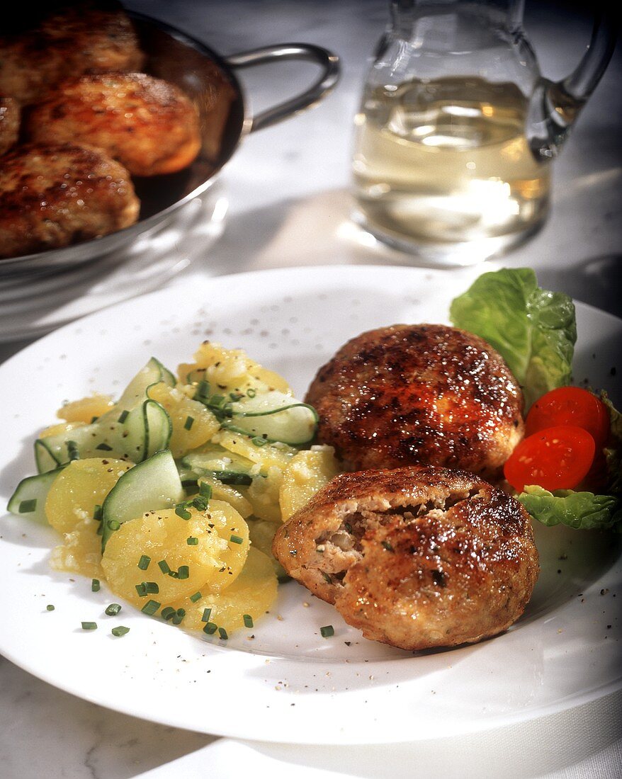 Frikadeller with potato and cucumber salad